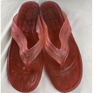 VTG Jelly Summer Rubber Flip Flop Sandals Thongs Made In USA Size ML Pink